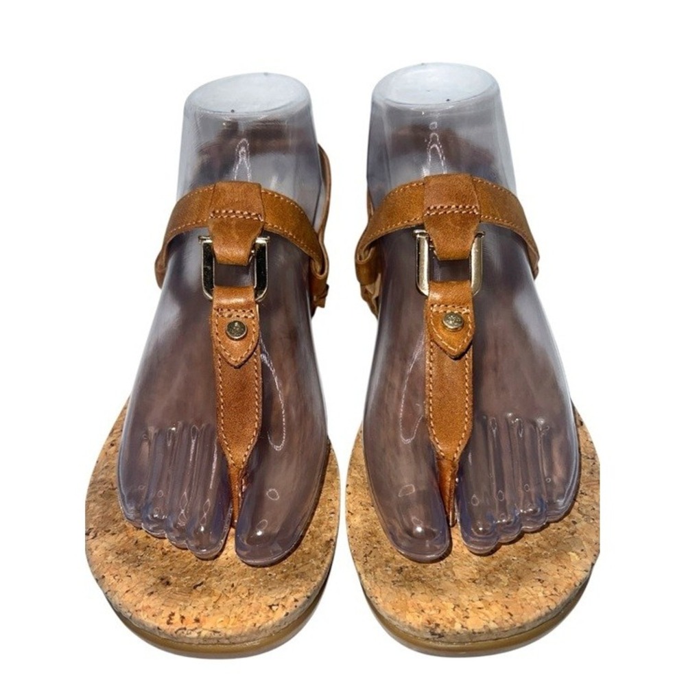 UGG Aleigh Almond Leather T-Strap Cork Sandals Women's 7